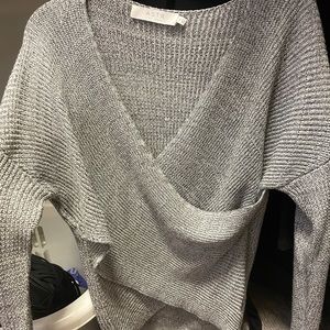 Astr XS gray crossover sweater